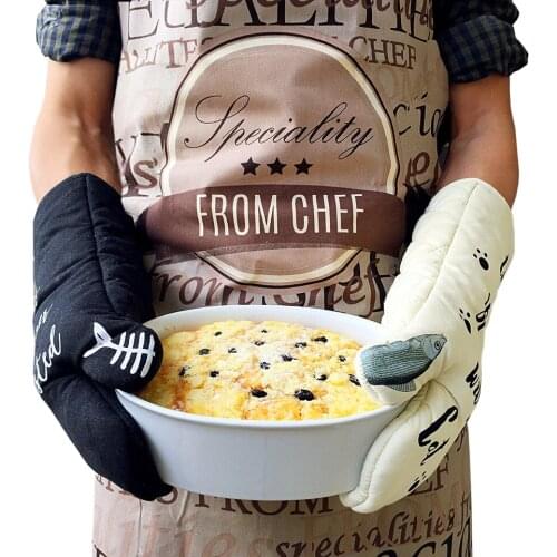 Bread, cake oven gloves, anti scalding, thickened baking gloves, lovely cat cotton microwave oven, long insulation gloves