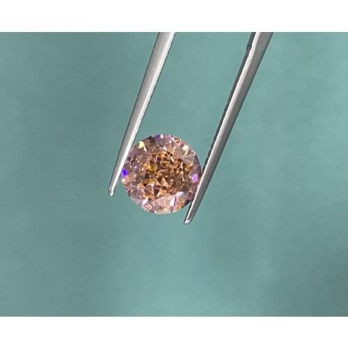 Pirmiana Hot Sale Crushed Ice Cutting Round Shape Paparacha Color CZ Gemstone for Diy Jewelry Rings Earrings Necklaces Making