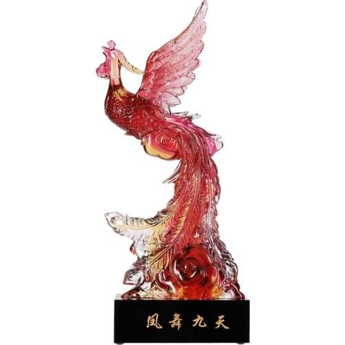 TT Gift Source Glass Craft Phenix Dance in the Sky Phoenix Decoration Home Living Room and Wine Cabinet Decorations Decoration