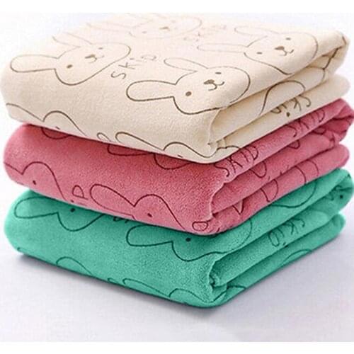 Towel Square/Rectangle Cartoon Rabbit Print Microfiber Soft Bath Feeding Washcloth for Newborn Baby