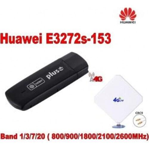 Unlock 150Mbps HUAWEI E3272 4G LTE cat4 Modem HUAWEI 4G usb stick e3272s-153 +High gain 35dbi LTE 4G crc9 External 4G Antenna