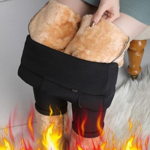 Plus Size 5XL 6XL Winter Thick Warm Cashmere High Waist Black Pants Women High Elastic Skinny Stretchy Ladies Trousers MOKIJINS