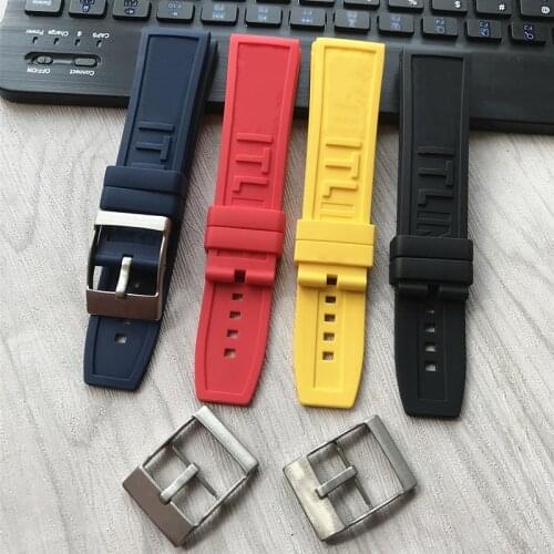 22mm 24 mm Black Silicone Rubber Watch Band Strap With Watches Thicken Buckle Belt Watch Accessories + Tools For Breitling