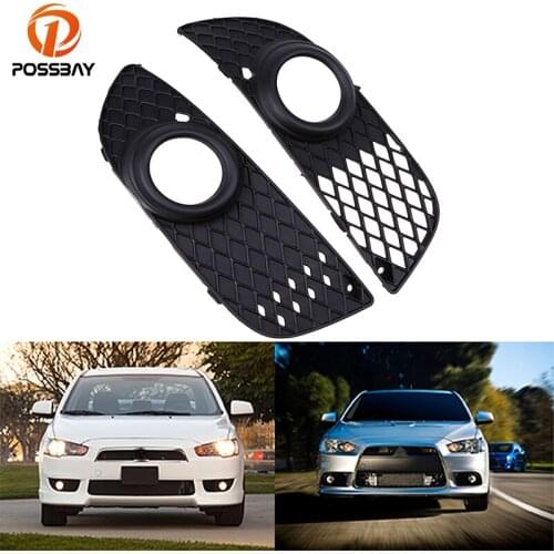 POSSBAY Fog Lamp Grille Front Lower Side Bumper Fog Light Covers for Mitsubishi Lancer 2008-2014 Car-styling Auto Vent Grilles