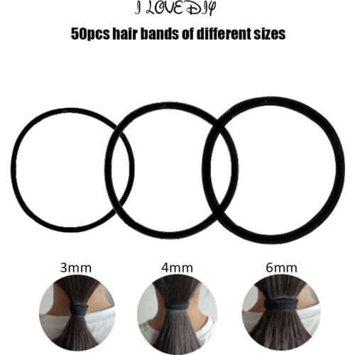 Hairbands 50pcs Elastic Basic Hair Ties Girls Women Rubber Bands Ropes Hairband Ponytail Holder for Hair Thin Thick 3mm 4mm 6mm
