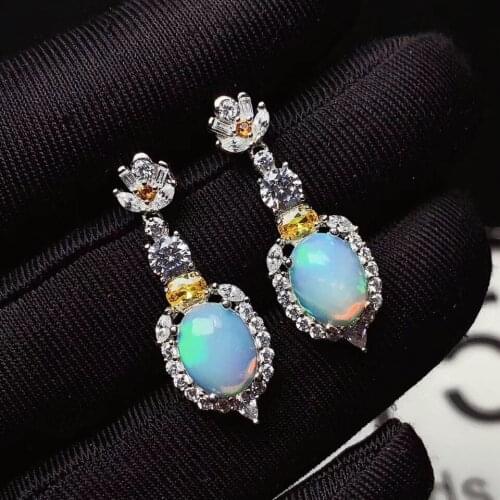 The Best Gift for Your loved wife OPal Earring 925 sterling silver Fahshion Natural Real Opal Earring