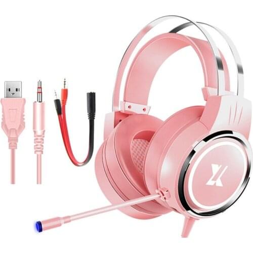 U2JE Girl Cute Gaming Headset With Stereo Sound Microphone HiFi 7.1 Headset For Notebook PC Gamer