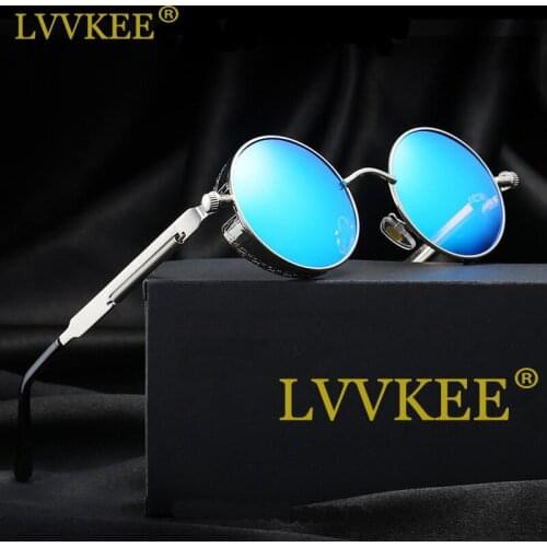 2021 Hot Brand Fashion HD Gothic Steampunk Sunglasses Polarized Men Women Coating Mirrored Round Metal Carving Sun Glasses UV400