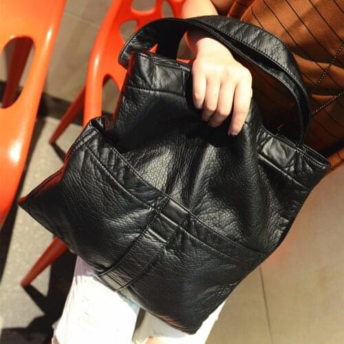 Soft Leather Women Bag Casual Black Hobo Bags High quality PU Leather Handbag Totes Shopper Female Sling Shoulder Bags Retro Bag
