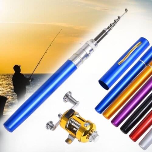 Fishing Rod Pen Design Telescopic Metal Wear-resistant Fishing Reel Mini travel Rod Reel seat Ultra Light Boat Lure Fishing Rod