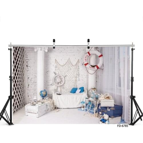 Party Photographic Backdrops White Brick Wall Nautical Theme Vinyl Backgrounds for Photo Studio Children Baby Photophone