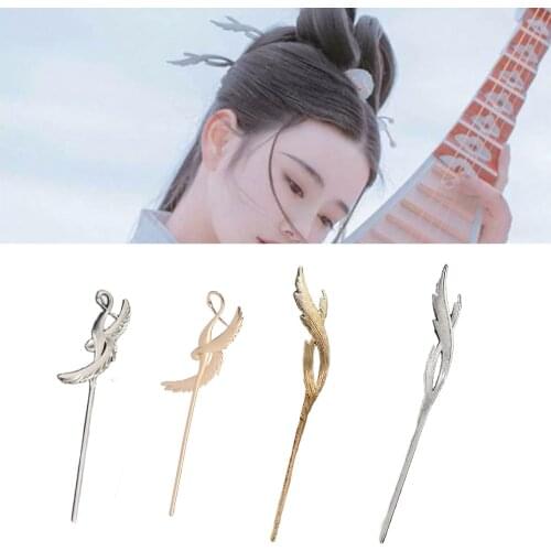 Gold Metal Hair Clip Feather Tassel Hairpin Headpiece for Women Girls Hair Fork Hair Sticks Party Headdress Hair Styling Accesso