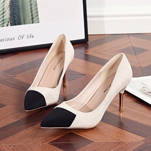 2020 Women spring high heels pearl chain cross strap pointed elegant heels fashion female trend design stilettos zapatos U22-44