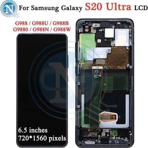 For Samsung Galaxy S20 Ultra Lcd G988 G988F G988B/DS with Frame Display Touch Screen Digitizer For Samsung s20 Ultra S20Ultra