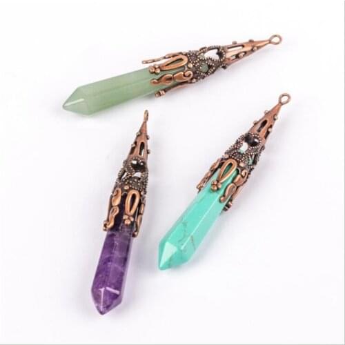 1PC Natural Crystal Amethysts Pendant Fashion Simple Reiki Point Raw Gem Necklace Souvenir For Men Women Charm Mineral Jewelry