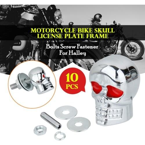 10 Set Motorcycle 6mm Bolt Skull License Plate Frame Bolts Screws Caps Fastener Nuts Bolts Nails Screw 6mm Bolt Moto Accessories