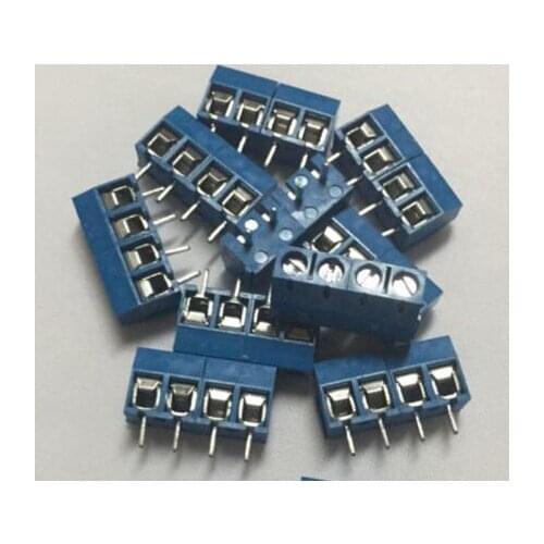 100 pcs 4 Pin Screw blue PCB Terminal Block Connector 5mm Pitch