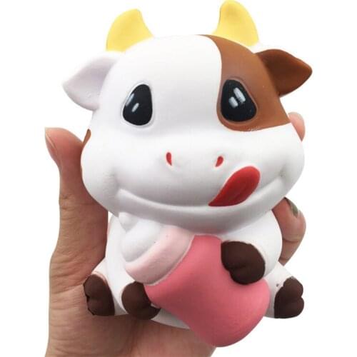 2018 New Charms Milk Cow Soft Slow Rising Phone Straps Kawaii Squeeze Cartoon Bread Cake Scented Squishy Jumbo kid Toys gift