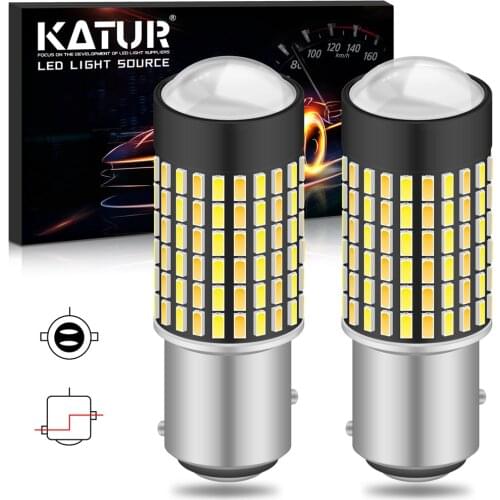 Katur 2pcs Dual Color 1157 BAY15D Led Bulbs For Cars Switchback Orange/White Led Turn Signal Lights With DRL Function 1200Lm