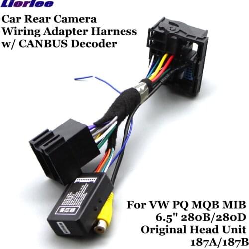 Car Rear Camera Wiring Adapter Harness CANBUS Decoder For Volkswagen VW PQ MQB MIB 6.5" 280B/280D Original Head Unit 187A/187B
