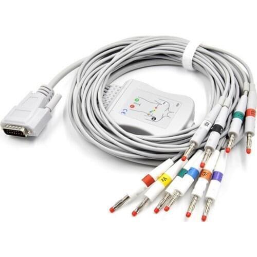 Free Shipping Factory Made Compatible Nihon Kohden ECG/EKG Cable ECG-1250,ECG-1350, ECG-9101/9130/9132/9620 Banana 4.0 end