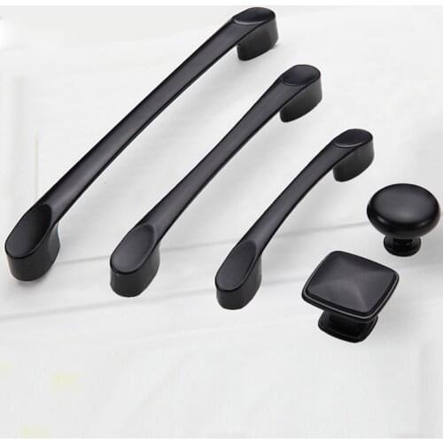 Black Durable Wardrobe Door Handle Aluminum Alloy Matte Black Handle Cabinet Handles Drawer Knobs Furniture Handle Hardware