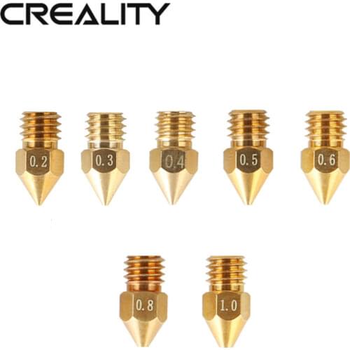 Creality 3D Printer Part Upgrade MK8 Head Nozzles 0.2/0.3/0.4/0.5/0.6/0.8/1.00MM High-quality Brass Nozzle for 3D Printer