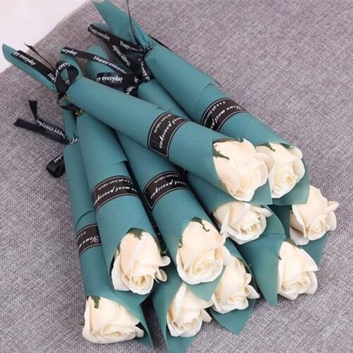 5PCS Valentines Day Gift Soap Flower Artificial Flower Bouquet Multicolor Rose Wedding Flower Decoration Garland Fake Flowers