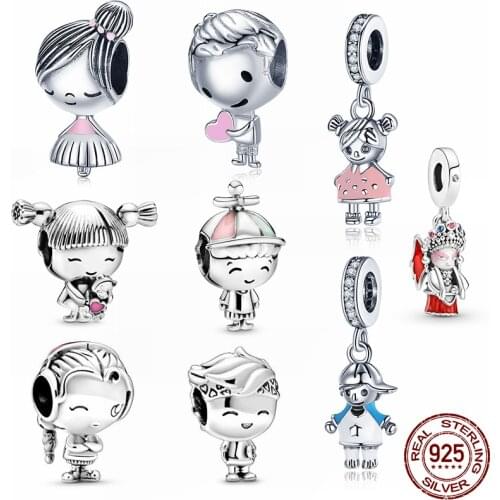 925 Silver Hot Sale Couple Character Series Charm&Beads Suitable For Original 3mm Pandora Bracelet&Bracelet Ladies Birthday Gift