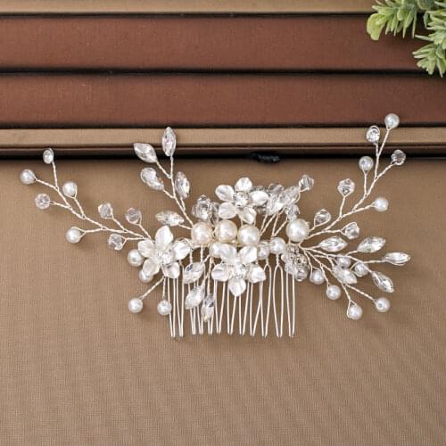 Fashion Handmade Imitation Pearl Rhinestone Comb Women Hair Clips Flowers Shape Women Hair Comb Headpieces Hair Accessories LB