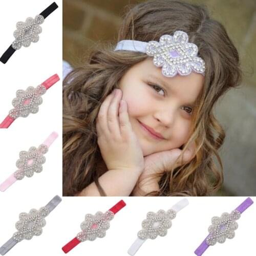Fashion Baby Girl Hairband Toddler Infant Baby Rhinestone Headbands Flower Hair bands Bride Wedding Hair Accessories
