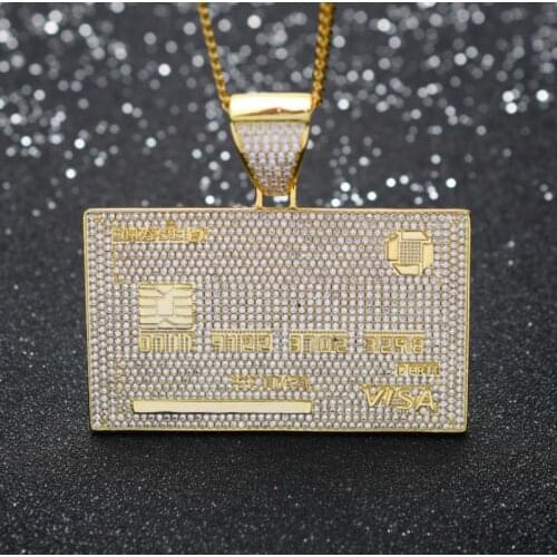 Personality New Creative Visa Card Solid Glossy Hip-Hop Pendant Necklaces for Men Trendy Jewelry