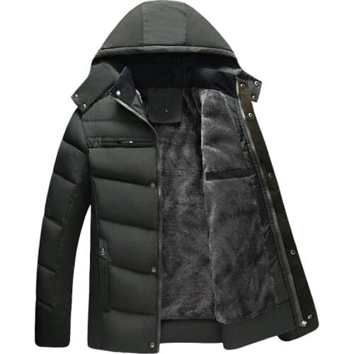 2019 New Mens Winter Warm Fleece Down Jacket Hooded Coats Casual Men Thick Coat Male Slim Cotton Padded Warm Parkas