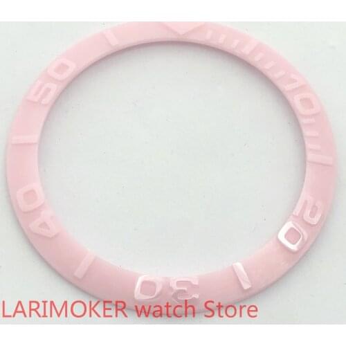 BLIGER brand new high-quality 38mm light pink rotating glass bezel, suitable for 40mm self-winding mens watches
