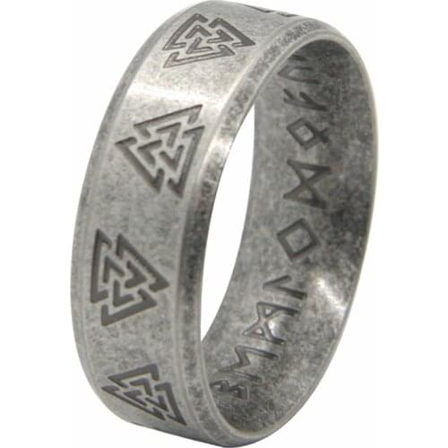 Odin Norse Viking Ring 316L Stainless Steel Punk Biker Band Party Triangle Jewellery Size 7-13
