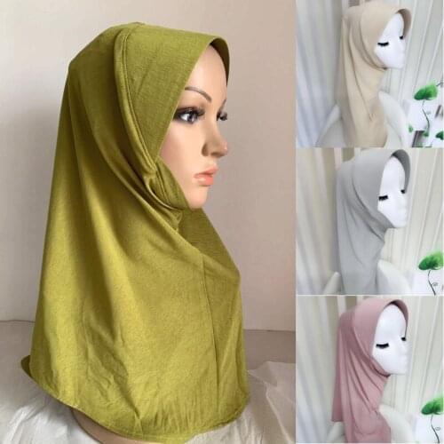 One Piece High Quality Muslim Women Hijab Wrapped Islamic Scarf Headwrap Prayer Scarves Amira Headscarf Arab Solid Color Shawls