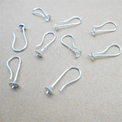 10 PCS of Wholesale Jewelry 925 Sterling Silver Earrings DIY Jewelry Making for Bead Base Ear Wire Hook Silver Alloy Charms