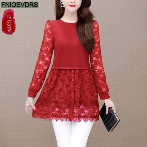 Plus Size 5XL 4XL 3XL Clothes Elegant Blusas Women Blouse Fashion Office Lady Belly Black Lace Vintage Retro Tunic Peplum Tops