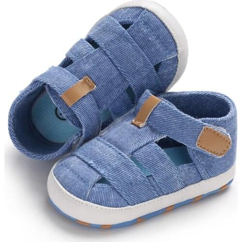 Summer Baby Girl Boy Kids Sandals Anti-Slip Crib Shoes Soft Sole Prewalkers Blue Pram Shoes Trainers 0-18 Months