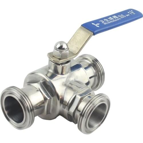 19/25/32mm SMS Connection End SUS 304 Stainless Steel Sanitary T L Port Tee 3 Ways Ball Valve Home Brew Beer