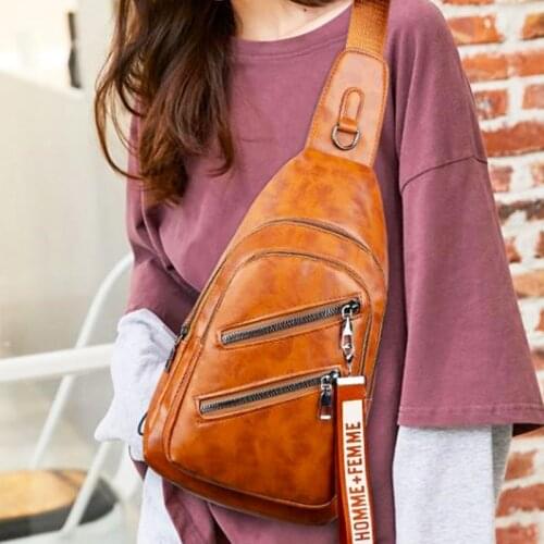 New Retro womans chest bag fashion pu soft leather Crossbody Shoulder Bags Casual Travel Outdoor portable Waterproof Small bags