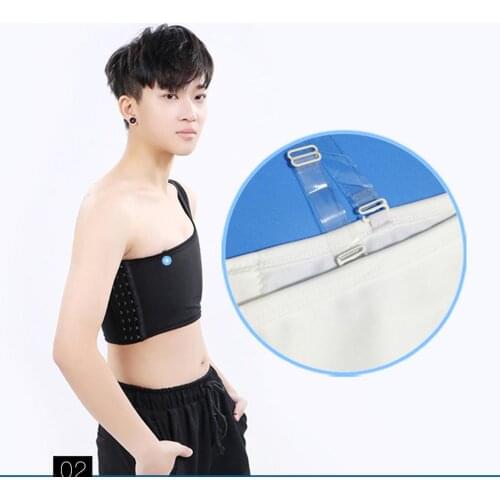 Tomboy chest binder One Shoulder Buckle Short Side Hook Breast Binder Trans Vest Casual Shapers Tops Corset Tee Super Flat Bra