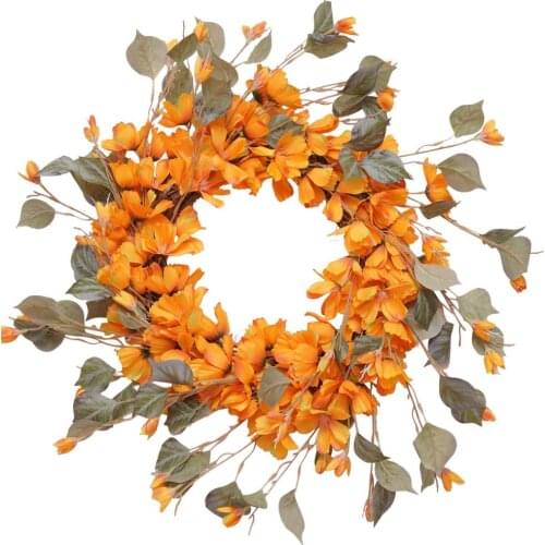 Front Door Wreath Artificial Autumn Galsang Flower Garland Floral Wreath For Patio Home Decor Harvest Festival Thanksgiving