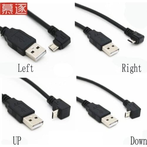 Up & Down & Left & Right Angled 90 Degree USB Micro USB Male to USB male Data Charge connector Cable 25cm for Tablet 5ft 1m