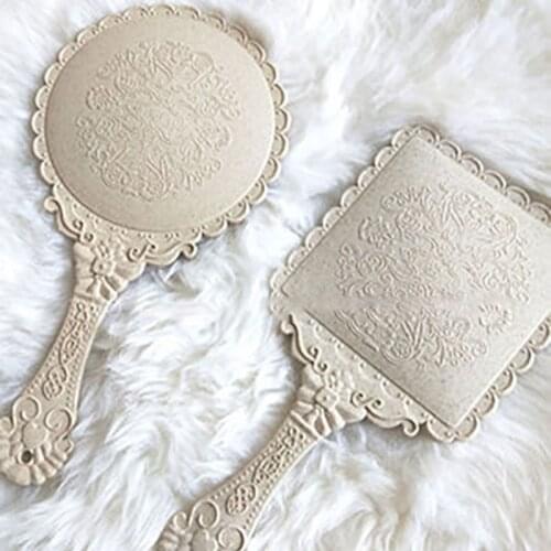 Makeup Mirror Oval Round Handle For Ladies Beauty Dresser Cheap Table Make-up Mirror Vintage Spin Assembly наклейки на стену