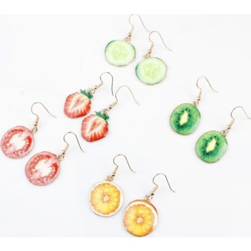 2017 Summer Cute Fruit Women Drop Earrings Personality Watermelon Strawberry Vegetable Shape Boucle D'oreille Pendante Femme