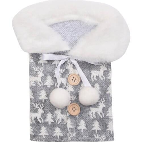 1 PC Christmas Beer Linen Holder Wine Bottle Covers Bag Coat Design Dress Sets Xmas Tree Party Holiday Bottles Decorations