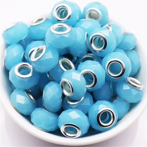 10Pcs Cut Faceted Stone Large Hole Spacer Beads Fit Euroepan Pandora Bracelet Necklace Earring Curtain for DIY Jewelry Making