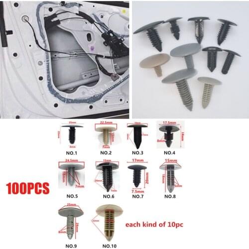 100pcs 10 Kinds Car plastic Screw Bumper Fender Fastener Rivet Clips Retainer