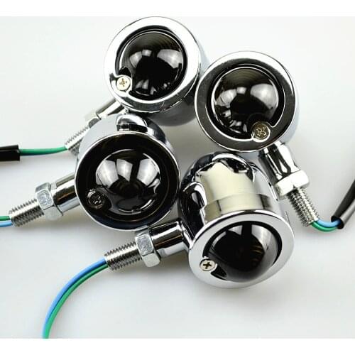 2 PCS Universal Chrome Motorcycle Turn Signals Lights Shell Retro Turn Lamp / Light Fits For Harleys/Choppers/Classic